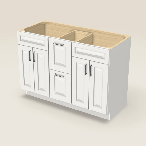 48" Vanity with Drawers Both Sides — Uptown White, 3D picture