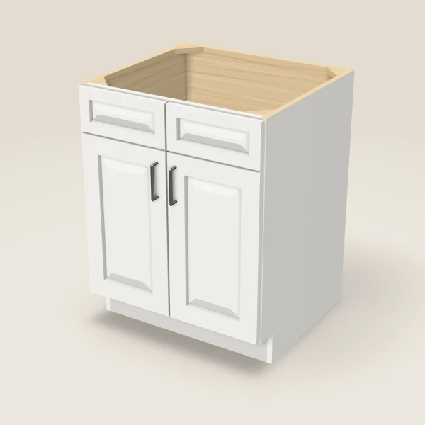 27" Sink Base — Double Door — Uptown White, 3D picture