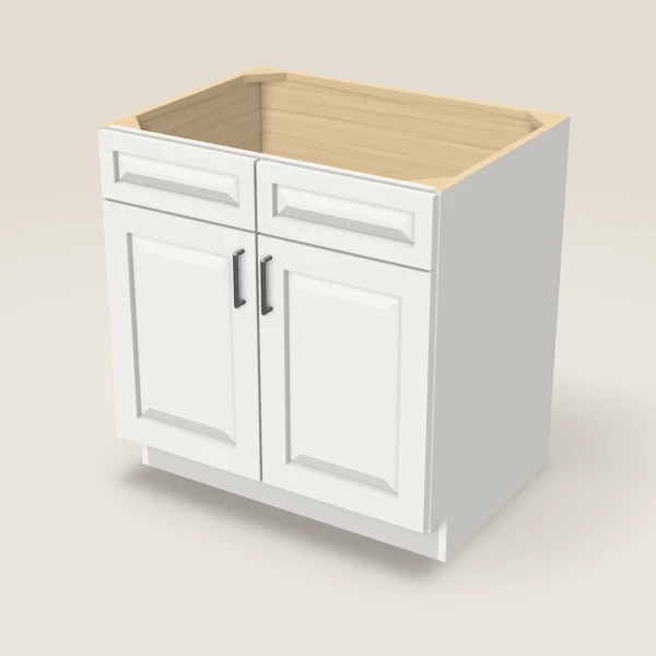 33" Sink Base — Double Door — Uptown White, 3D picture