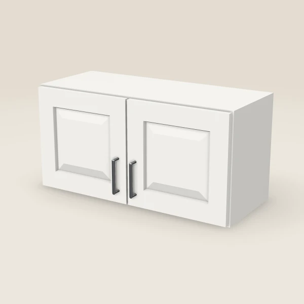 30" Wall Cabinet — 15" High, Double Door — Uptown White, 3D picture