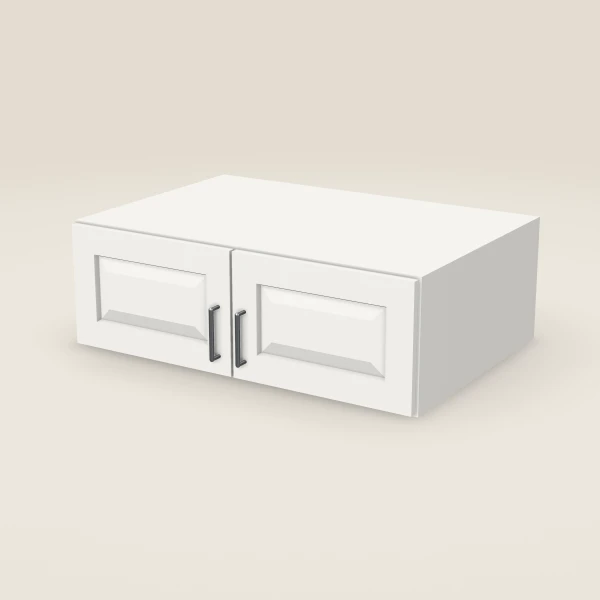 36" Wall Cabinet — 12" High, 24" Deep, Double Door — Uptown White, 3D picture