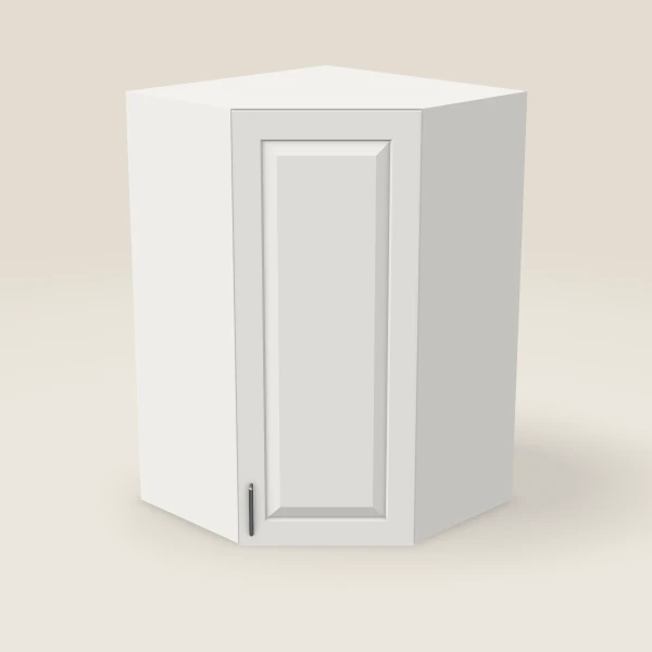 27" Wall Diagonal Corner — 42" High, 15" Deep — Uptown White, 3D picture