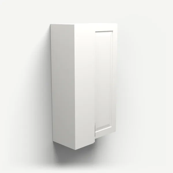 24" Wall Corner Cabinet, Bi-Fold Door — 42" High — Uptown White, 3D picture