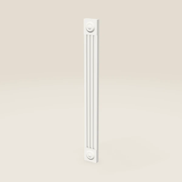 Relleno acanalado con rosetas de 3" — 30" de alto, imagen en 3D