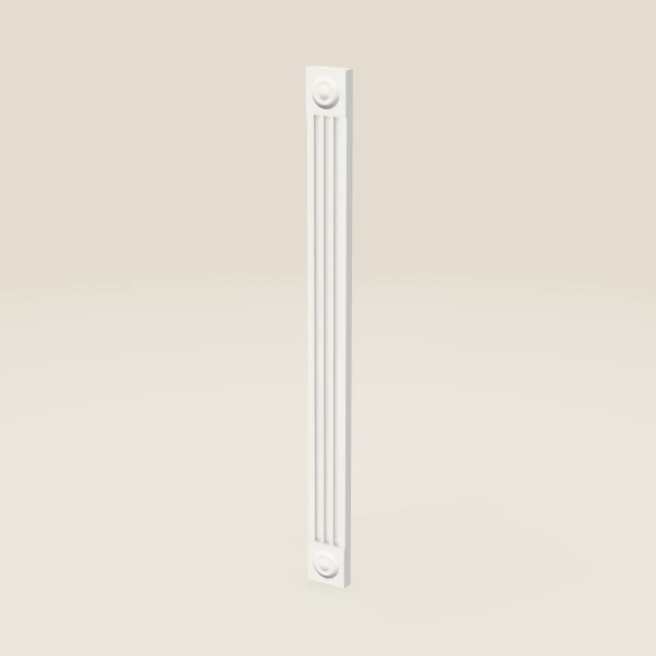 Relleno acanalado con rosetas de 3" — 36" de alto, imagen en 3D