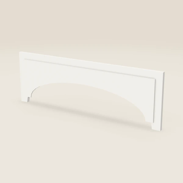 36" Arched Raised-Panel Valance — 12" to 8" High — Vista White, 3D picture