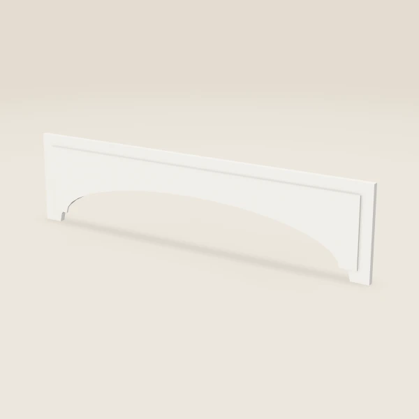 48" Arched Raised-Panel Valance — 12" to 8" High — Vista White, 3D picture